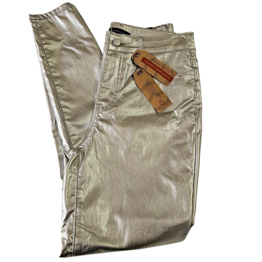 Our Republic For All Womens Size 10 Jeans Shinny Silver Hi Rise Skinny Ankle NWT